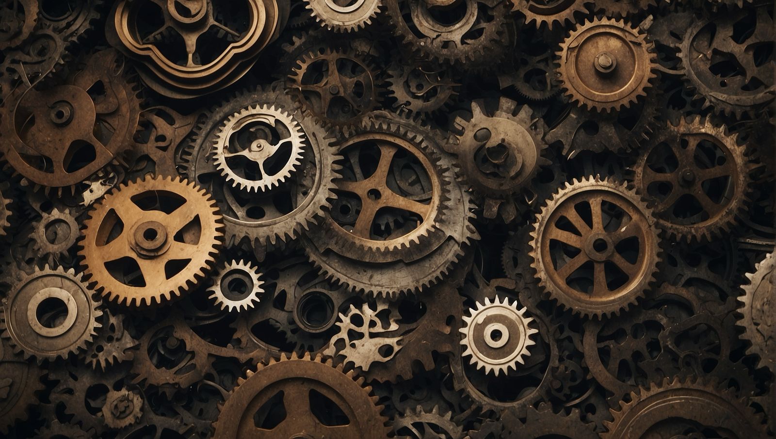 Cogs and gears on a dark background, used as personnel management tools.